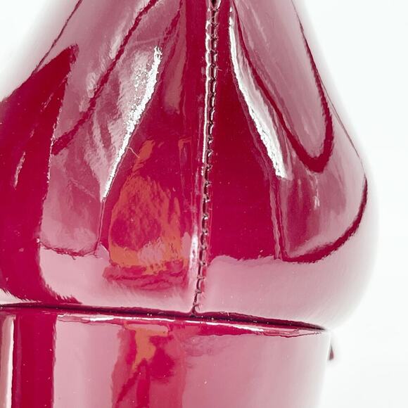 Miu Miu Burgundy Patent Leather Crystal Strap Mary Jane Block Heel Pump IT 36 - Picture 10 of 13